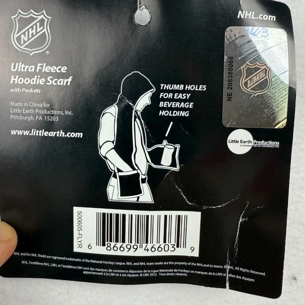 NHL Philadelphia Flyers Hoodie Scarf with Pockets Holiday Gift Hockey Fan, NEW‎